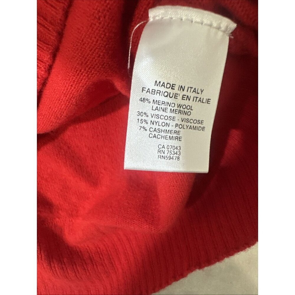 Bianco & Blu Italy Merino Wool Cashmere Blend Sweater Womens Small Red Knit - Picture 7 of 8